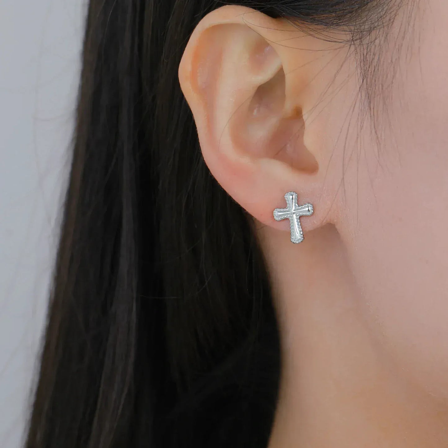 Boucle d oreille croix argent