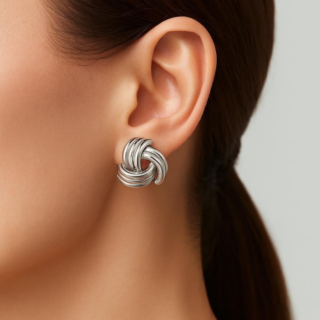 Boucle d oreille noeud acier inoxydable