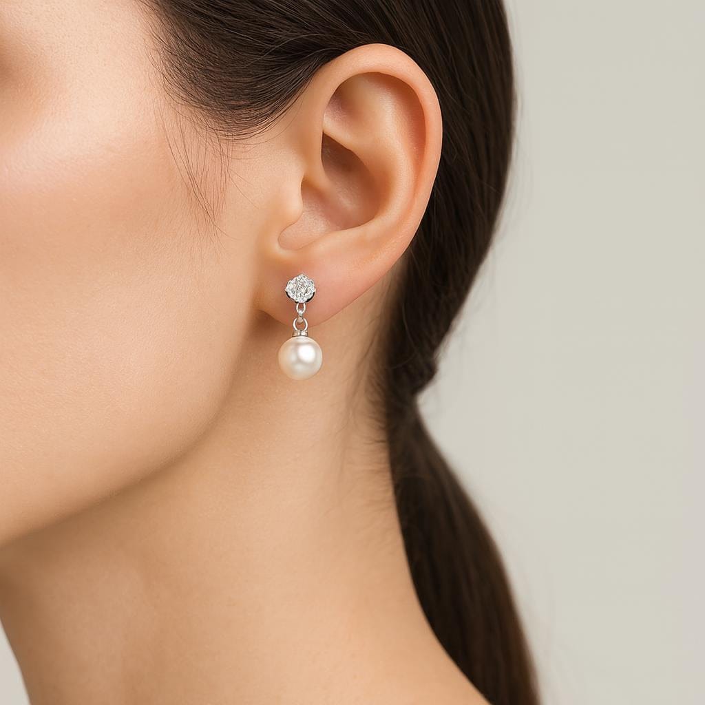 Boucle d oreille perle argent