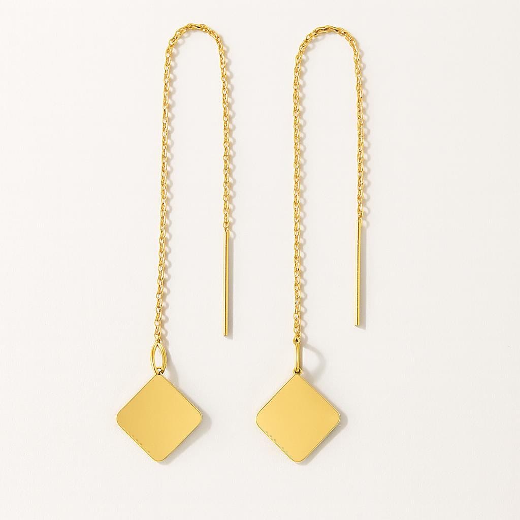 Boucle doreille chaine pendante or