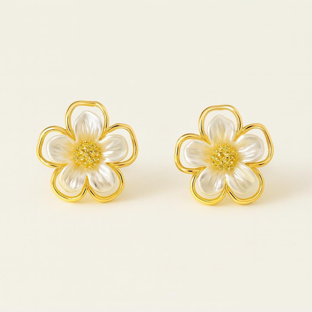 Boucle doreille fleur dore