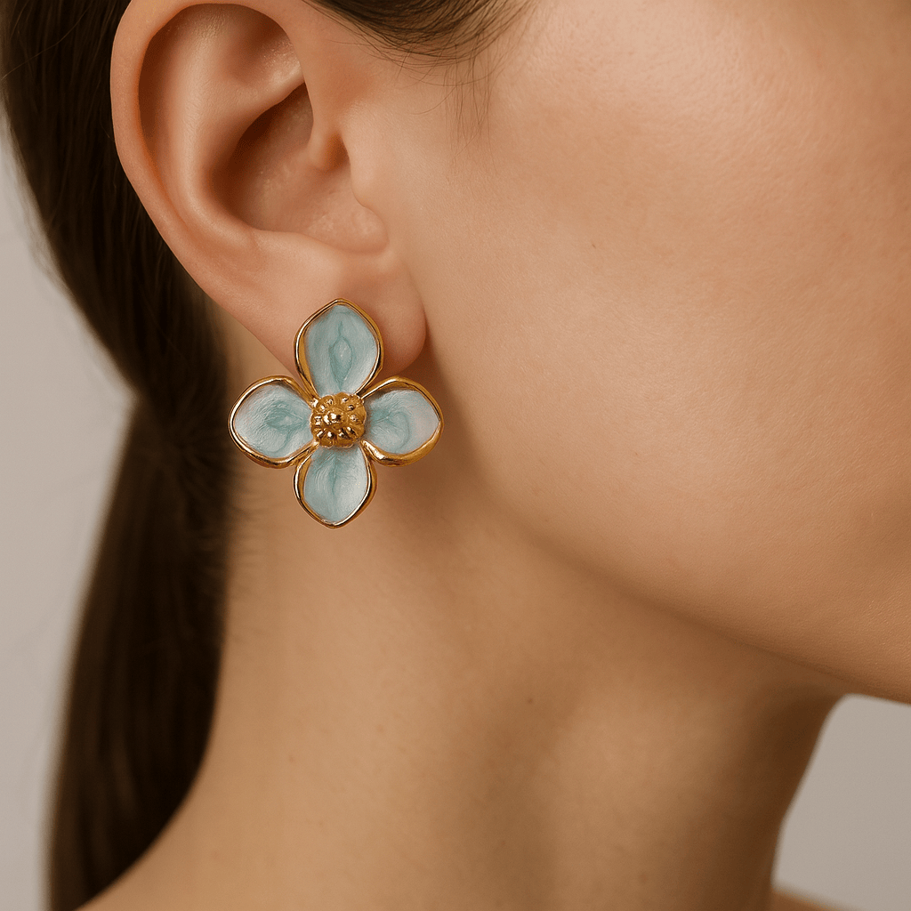 Boucle doreille fleur or