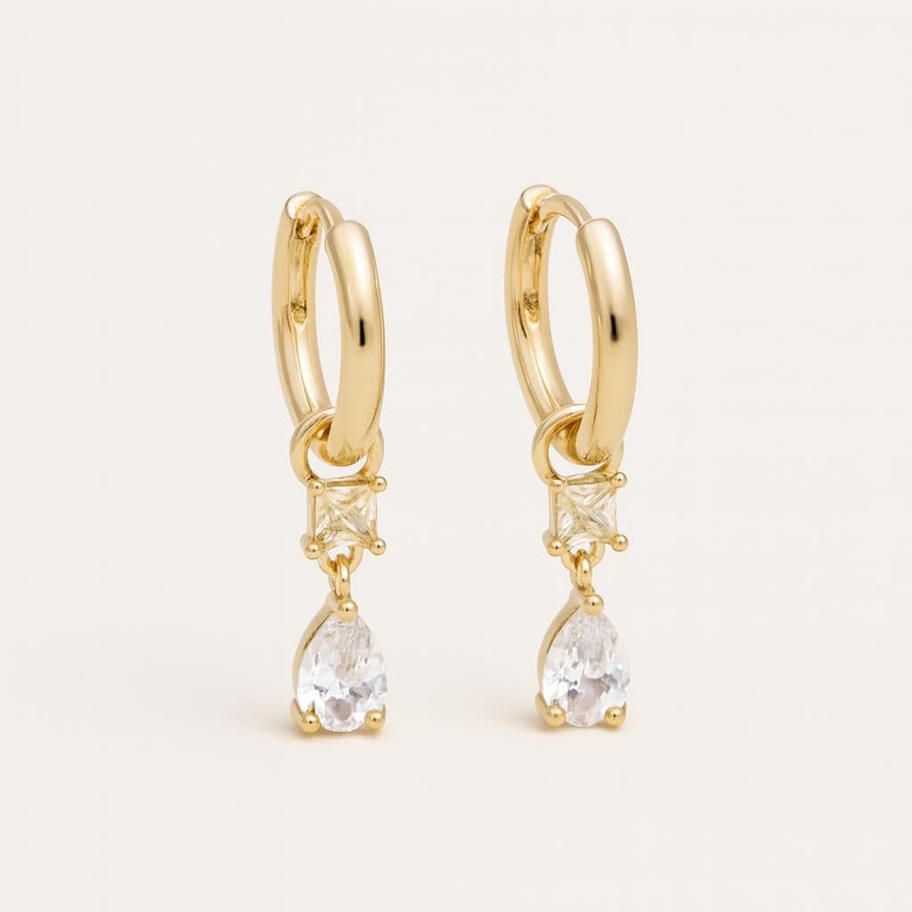 Boucle doreille goutte deau or jaune