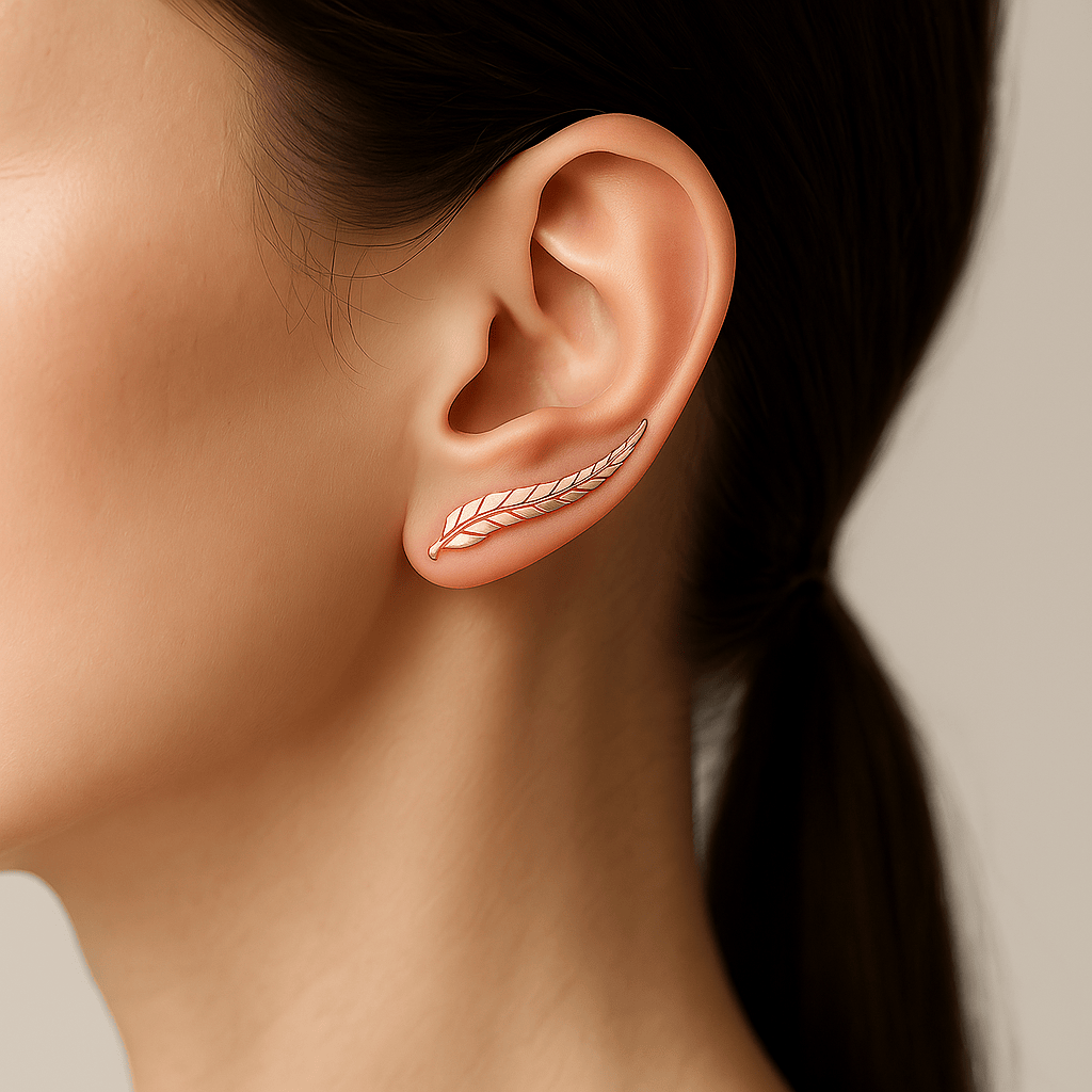 Boucle doreille grimpante plume