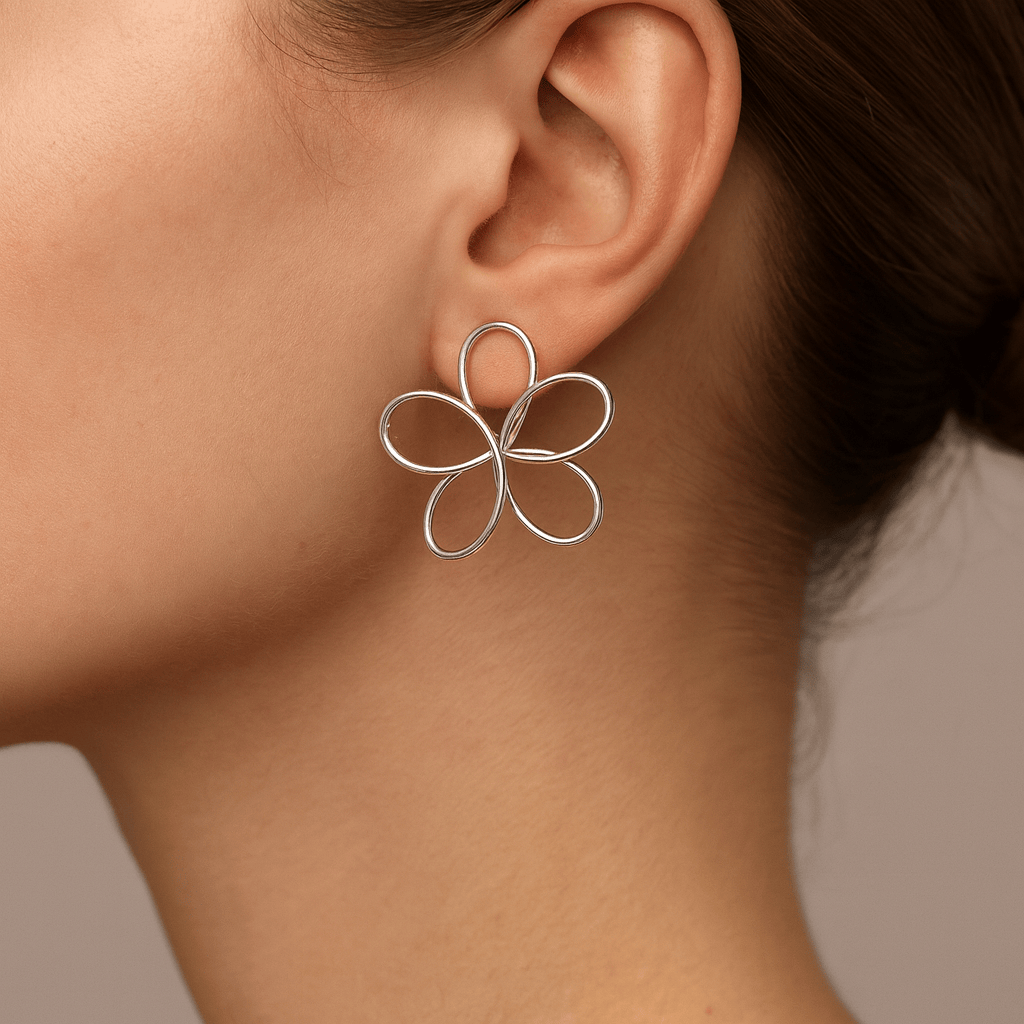 Boucle doreille pendante fleur
