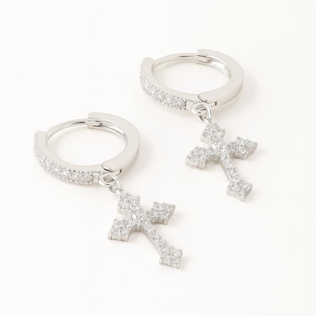  Boucle d oreille croix homme