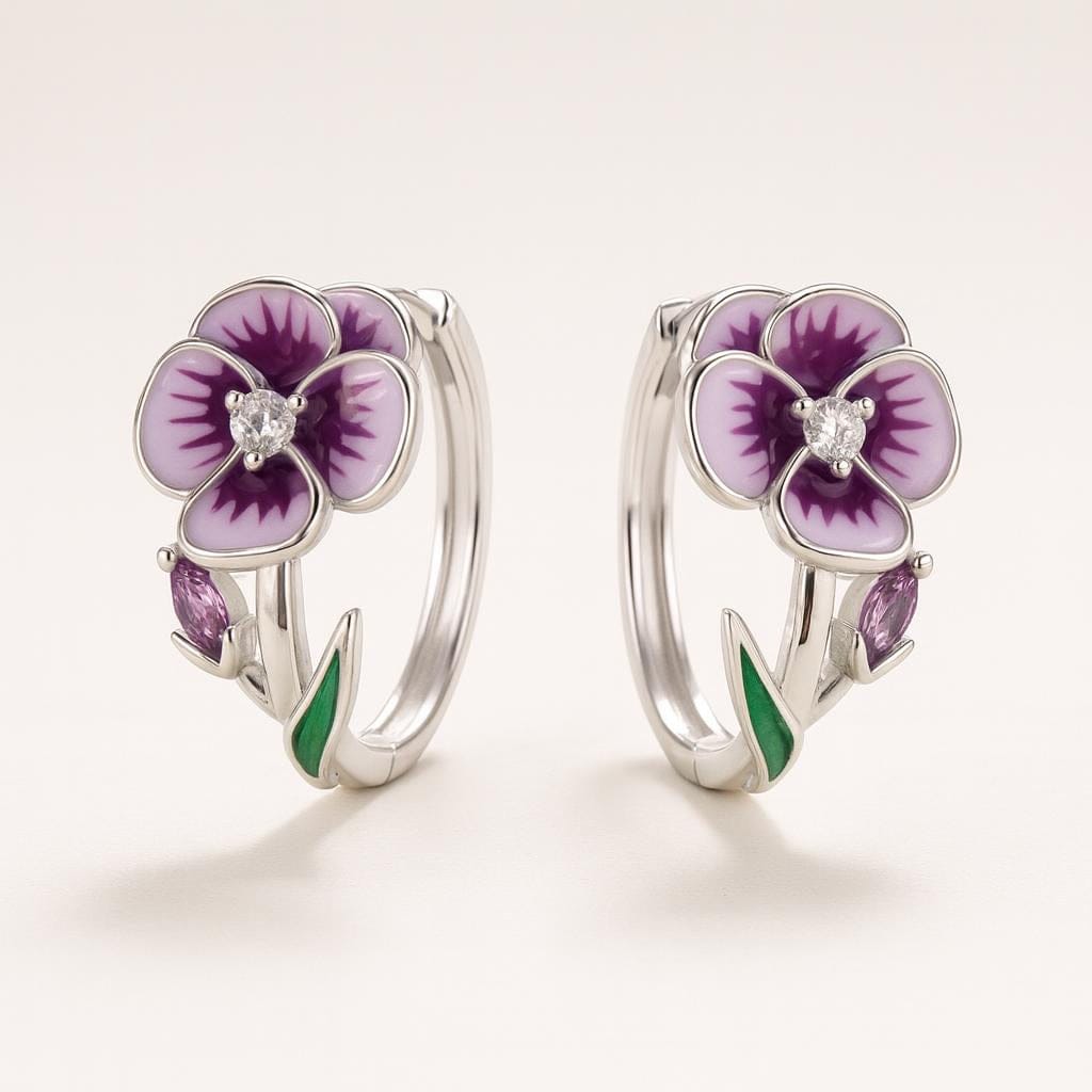  Boucle d oreille fleur argentee