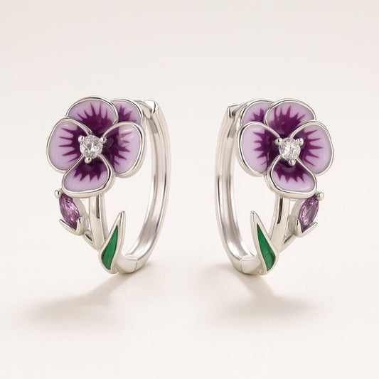  Boucle d oreille fleur argentee