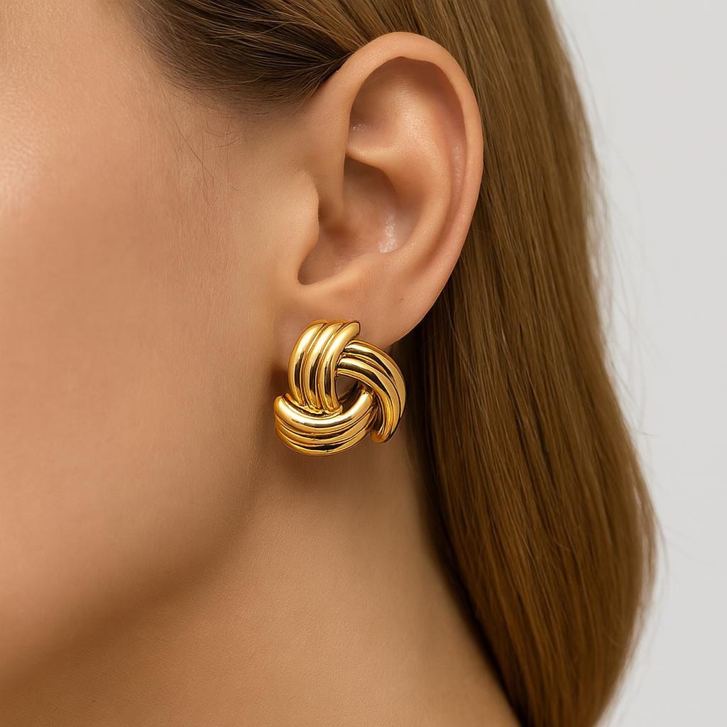  Boucle d oreille noeud acier inoxydable