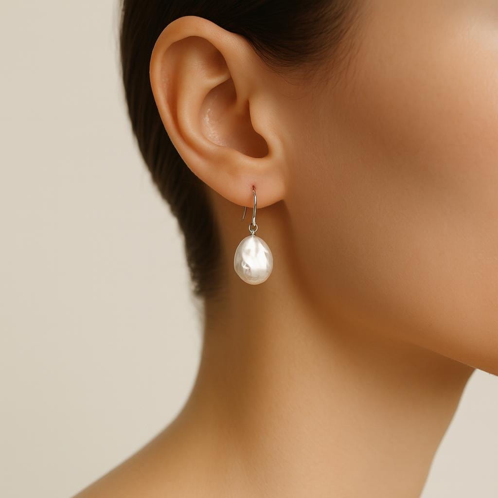  Boucle d oreille perle blanche
