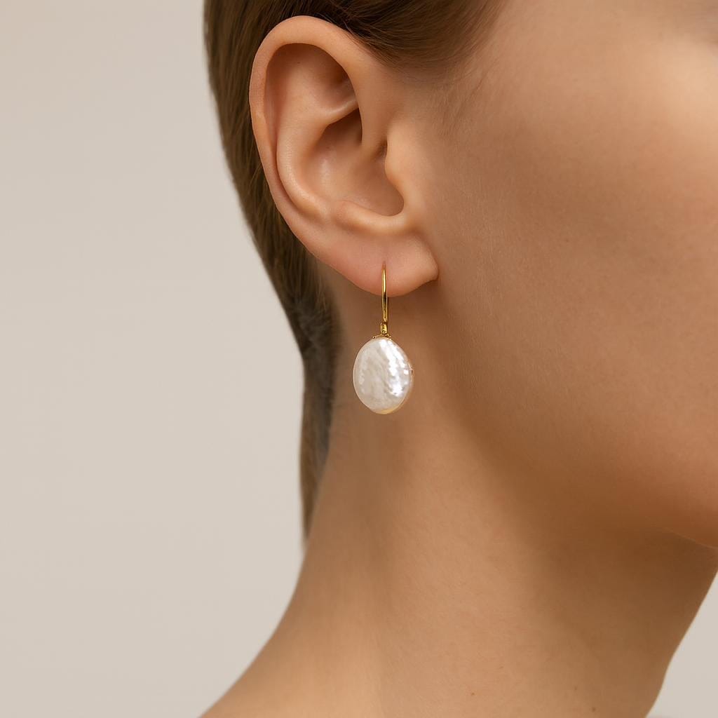  Boucle d oreille perle blanche