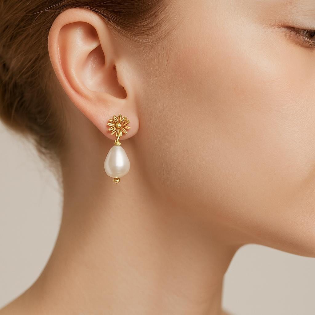  Boucle d oreille perle de culture or