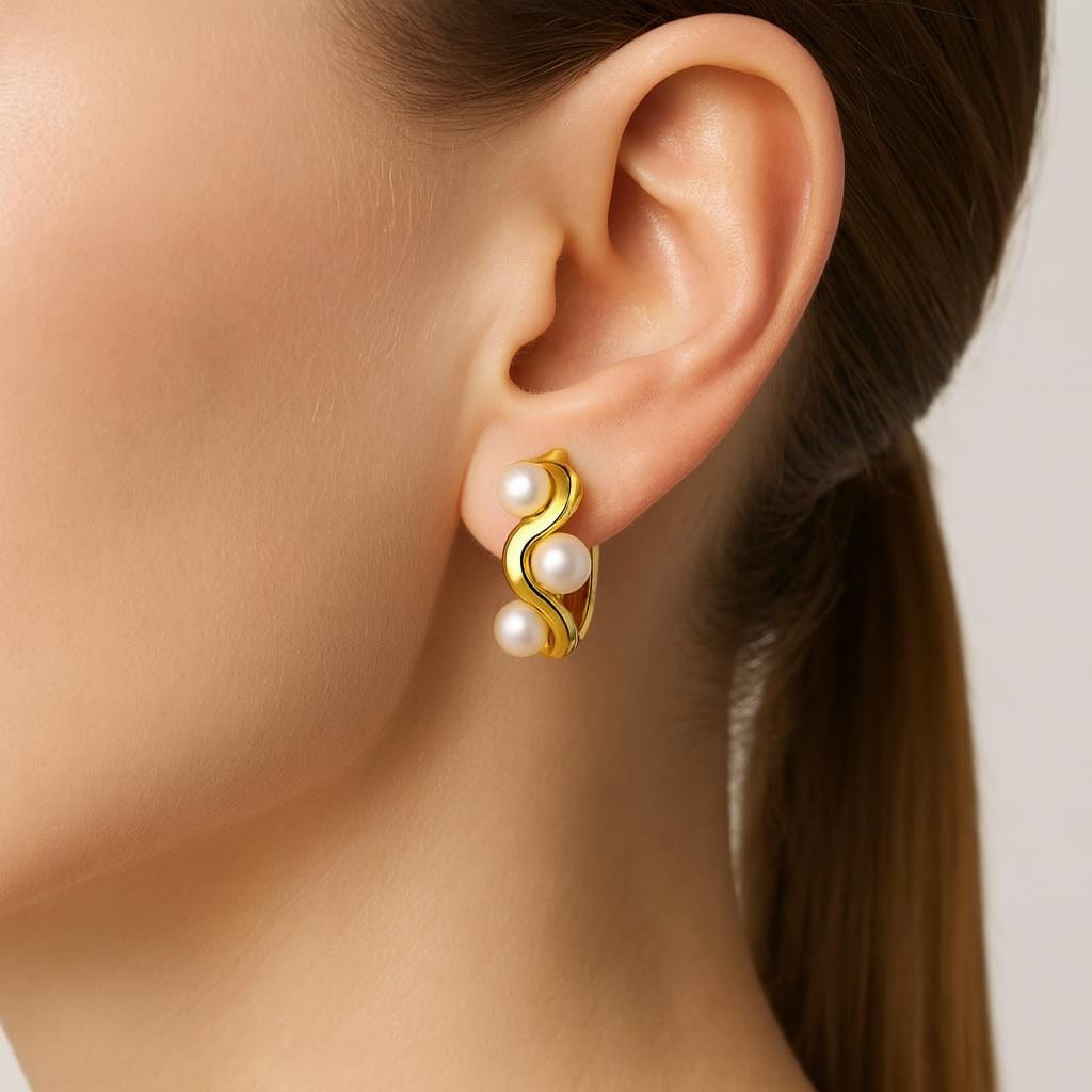  Boucle doreille anneau avec perle