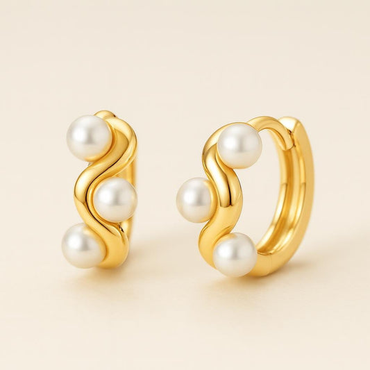  Boucle doreille anneau avec perle