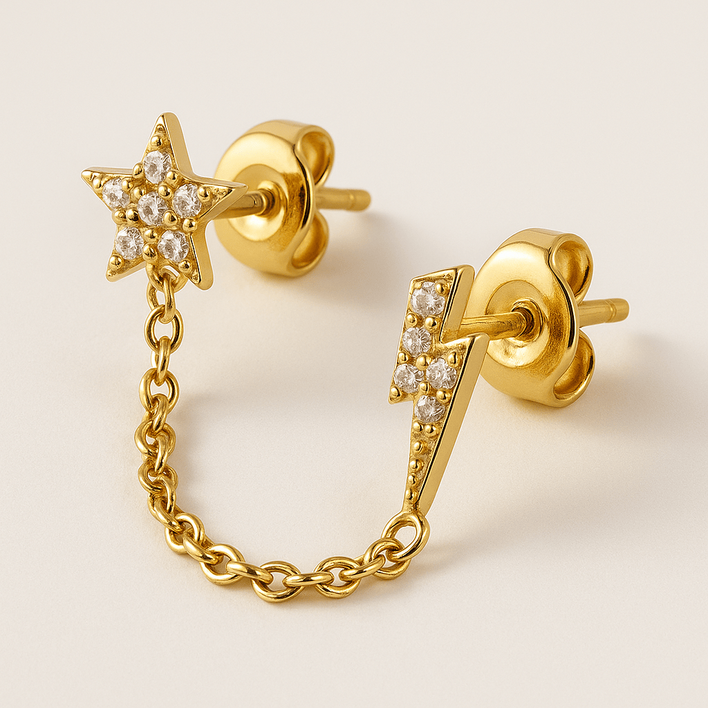  Boucle doreille chaine deux trous