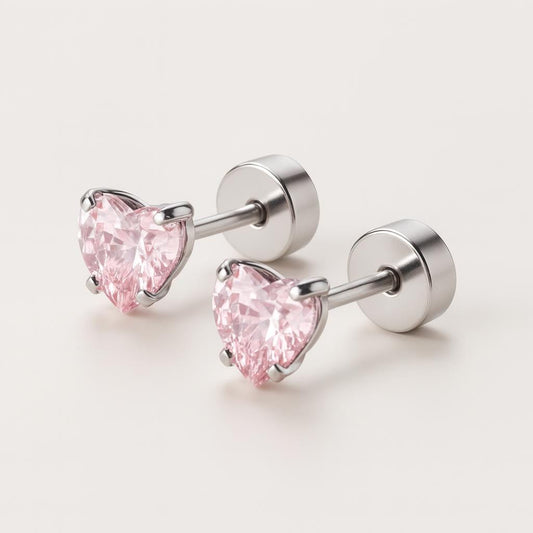  Boucle doreille coeur acier inoxydable