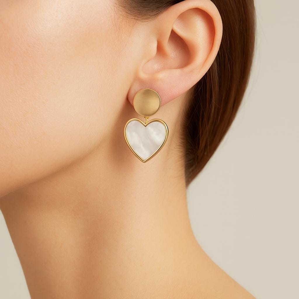  Boucle doreille coeur pendante