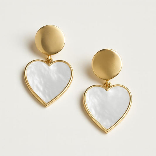  Boucle doreille coeur pendante