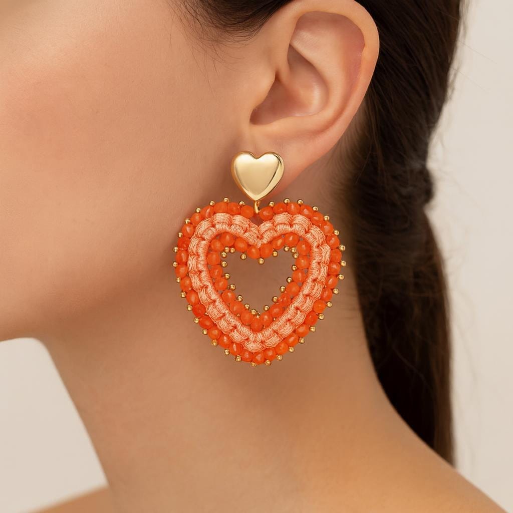  Boucle doreille coeur perle