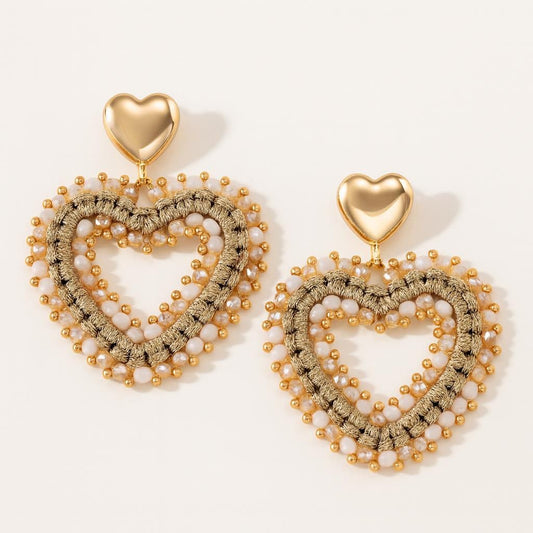  Boucle doreille coeur perle