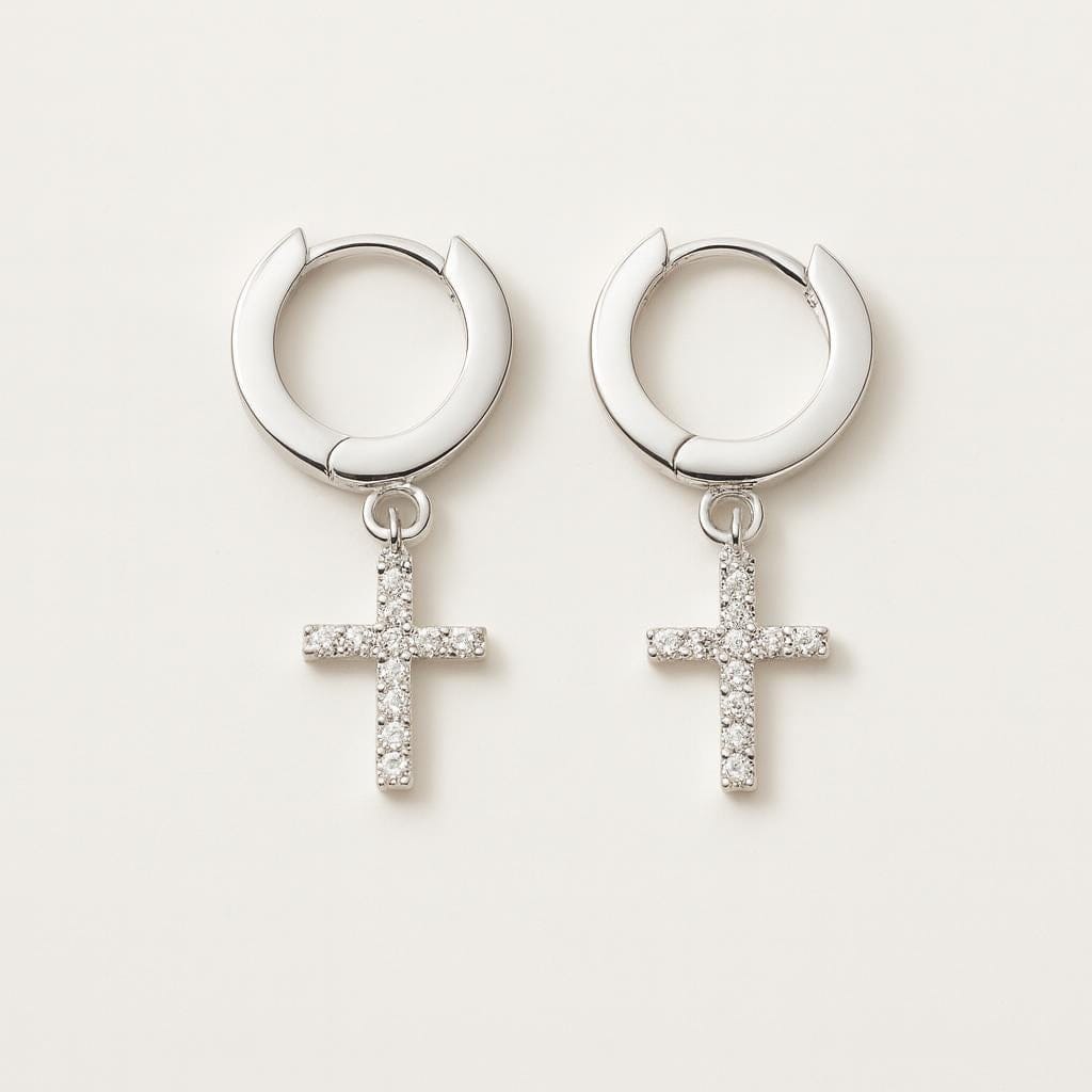  Boucle doreille creole croix