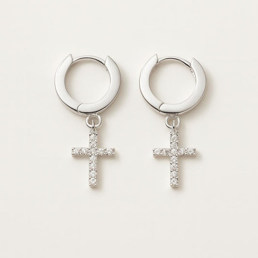  Boucle doreille creole croix