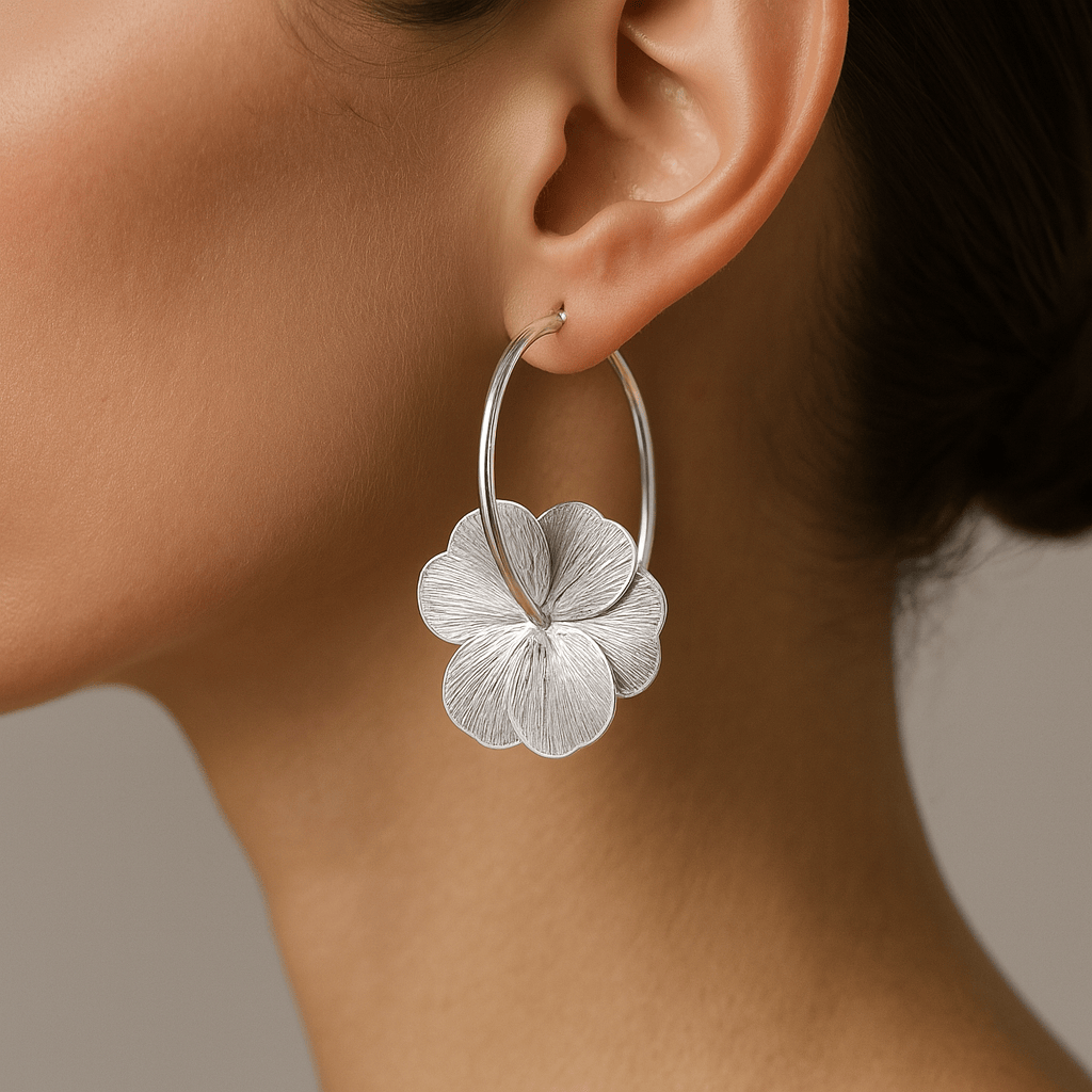  Boucle doreille creole fleur