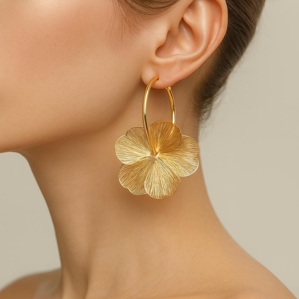  Boucle doreille creole fleur