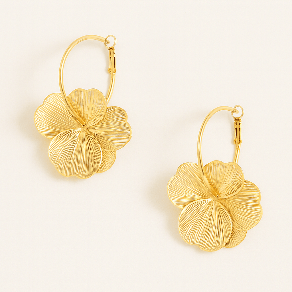  Boucle doreille creole fleur