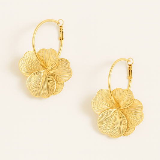  Boucle doreille creole fleur