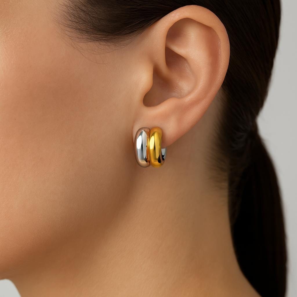  Boucle doreille double anneau