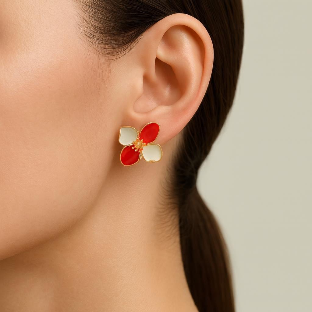  Boucle doreille en forme de fleur