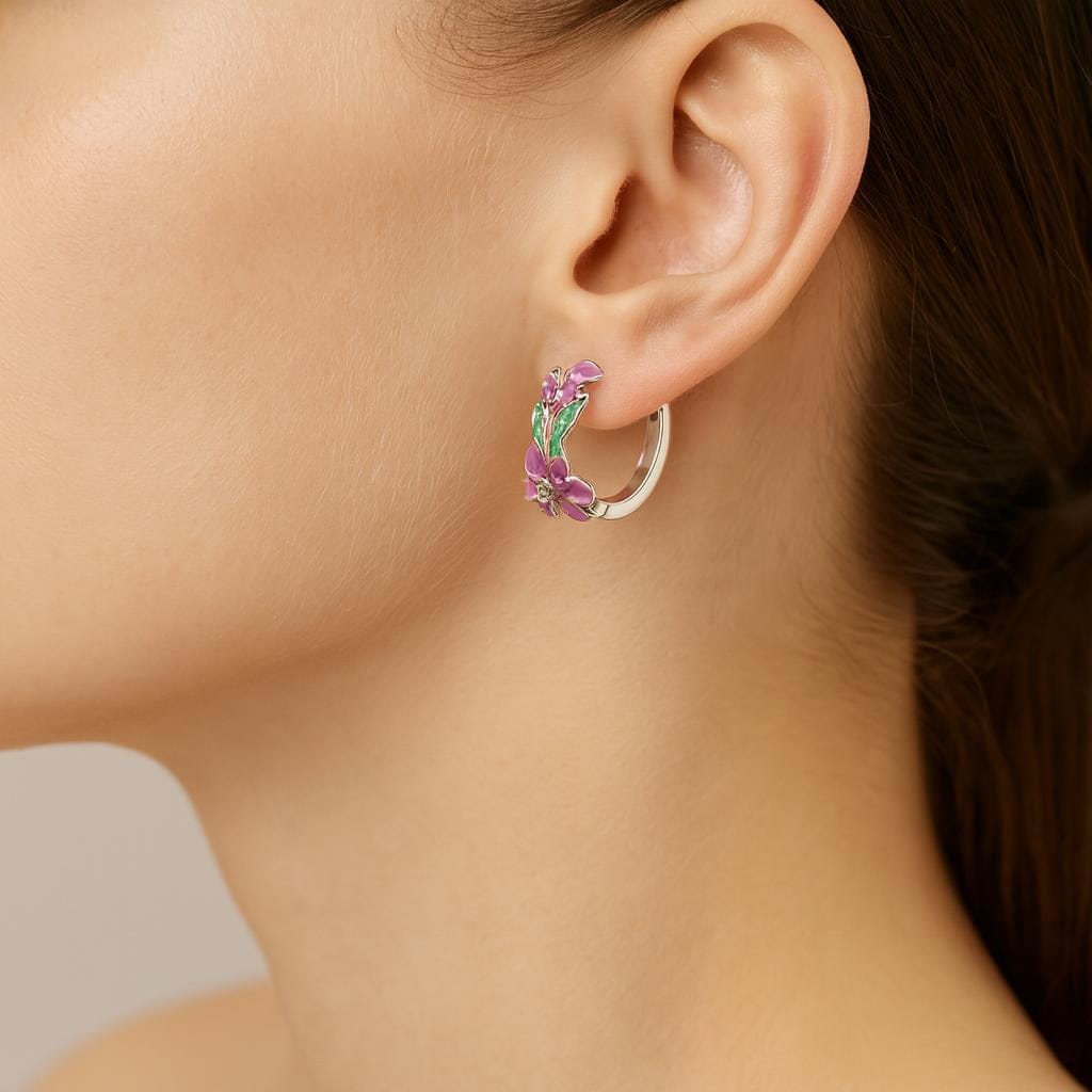  Boucle doreille fleur argent