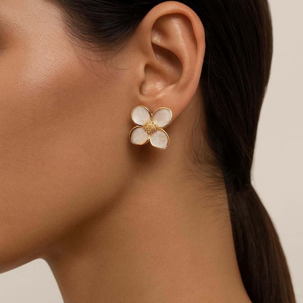  Boucle doreille fleur or