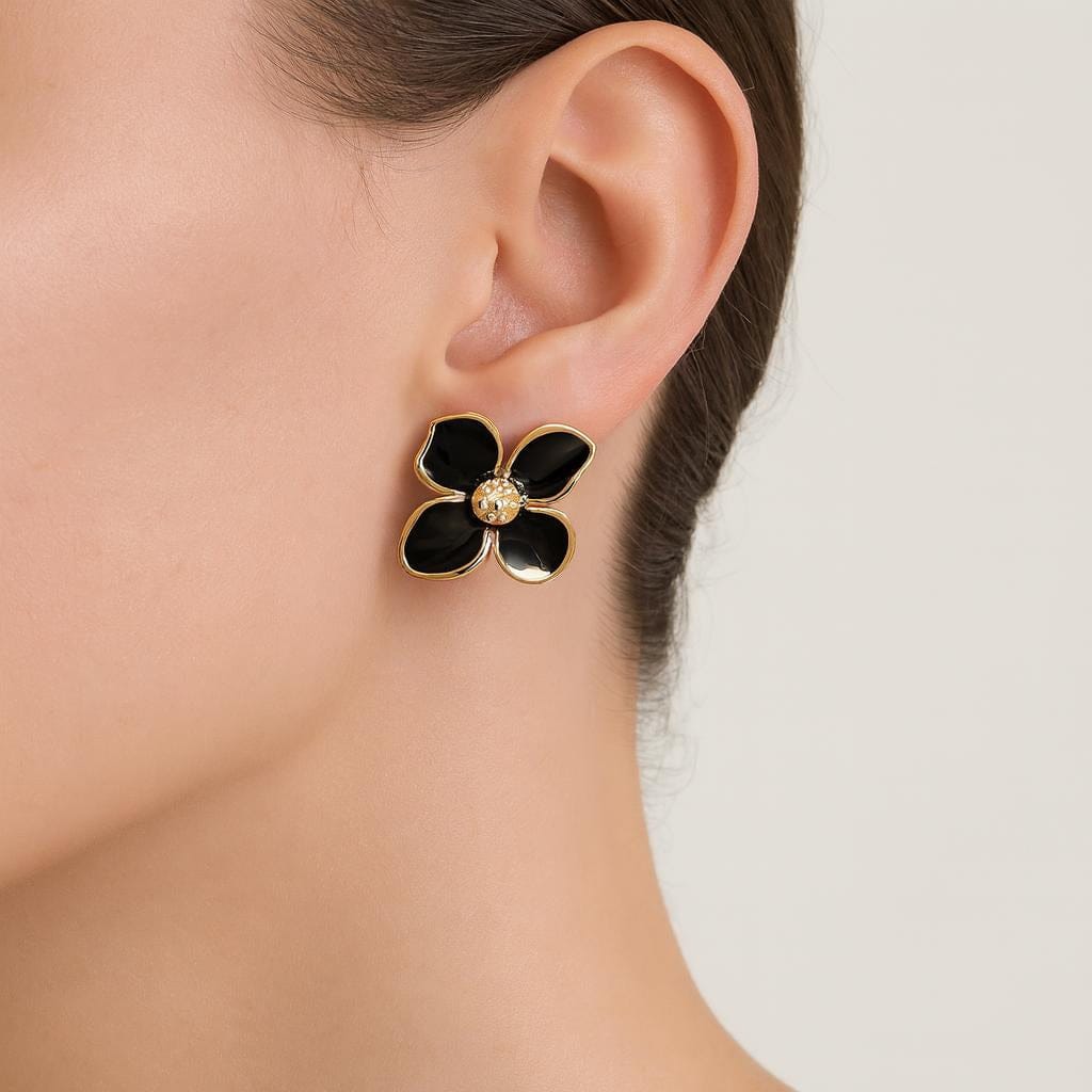  Boucle doreille fleur or