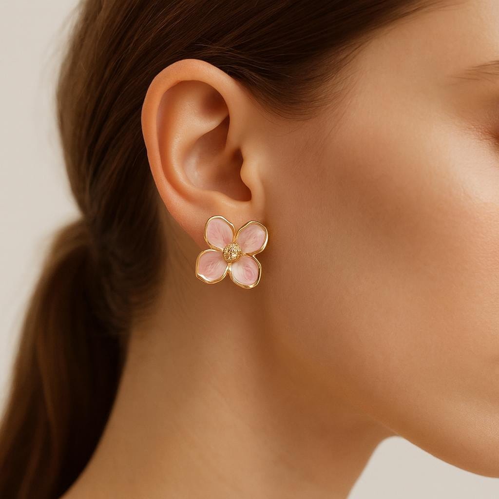  Boucle doreille fleur or