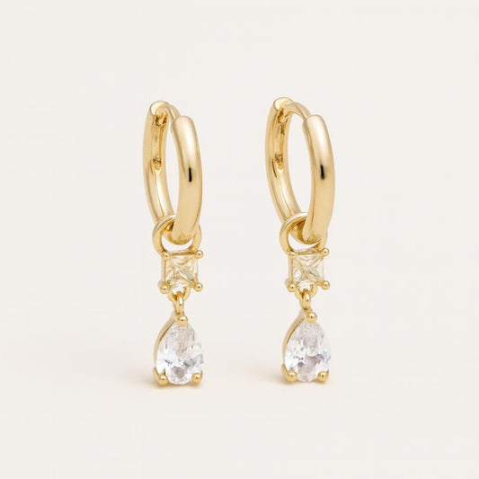  Boucle doreille goutte deau or jaune