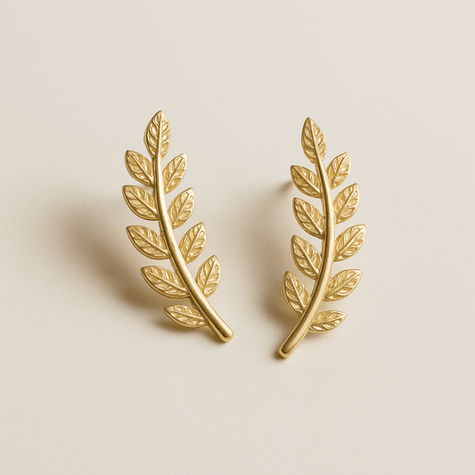  Boucle doreille grimpante feuille
