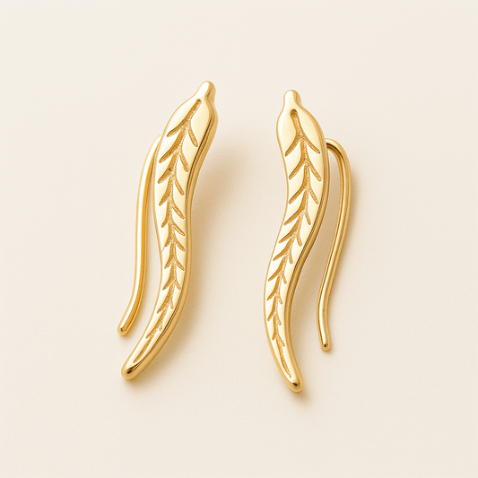  Boucle doreille grimpante plume