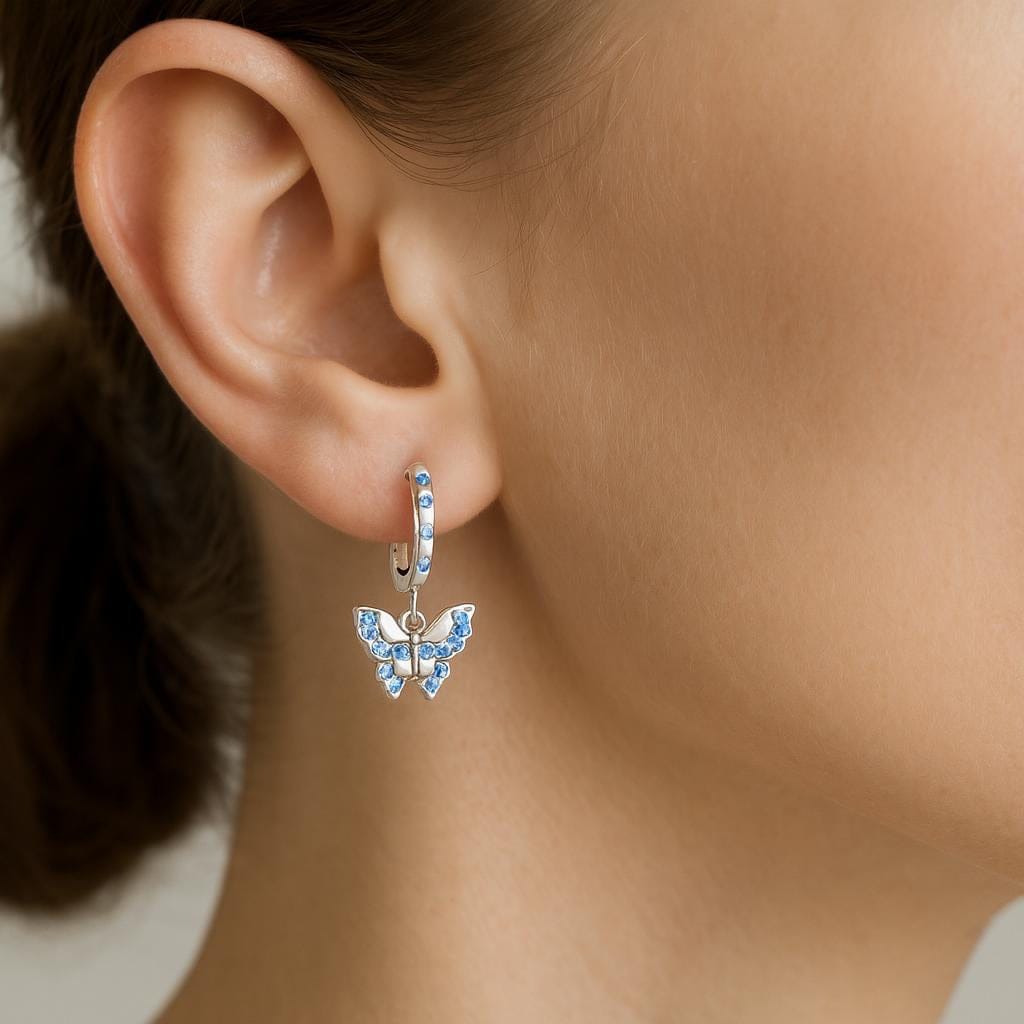  Boucle doreille papillon argent