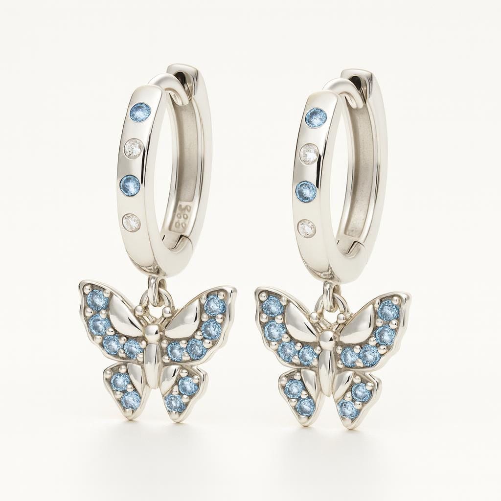  Boucle doreille papillon argent