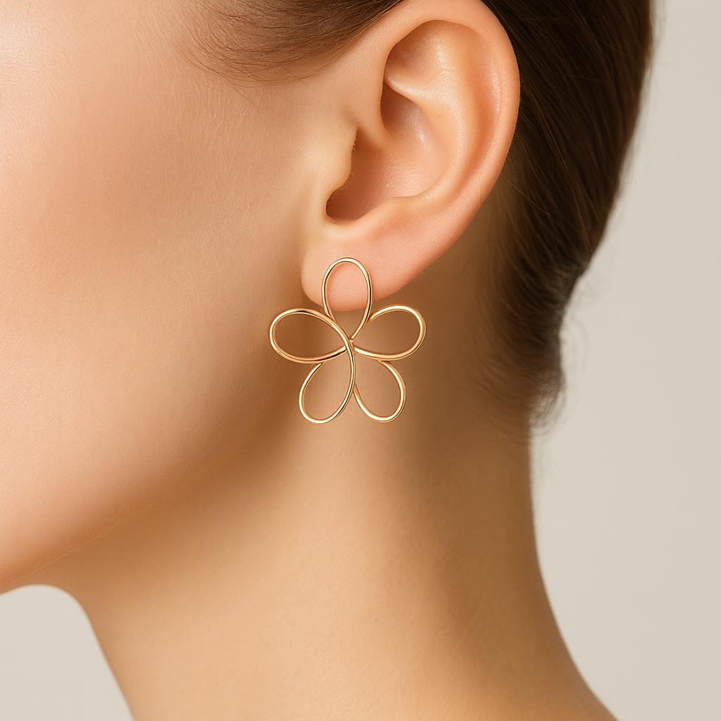  Boucle doreille pendante fleur