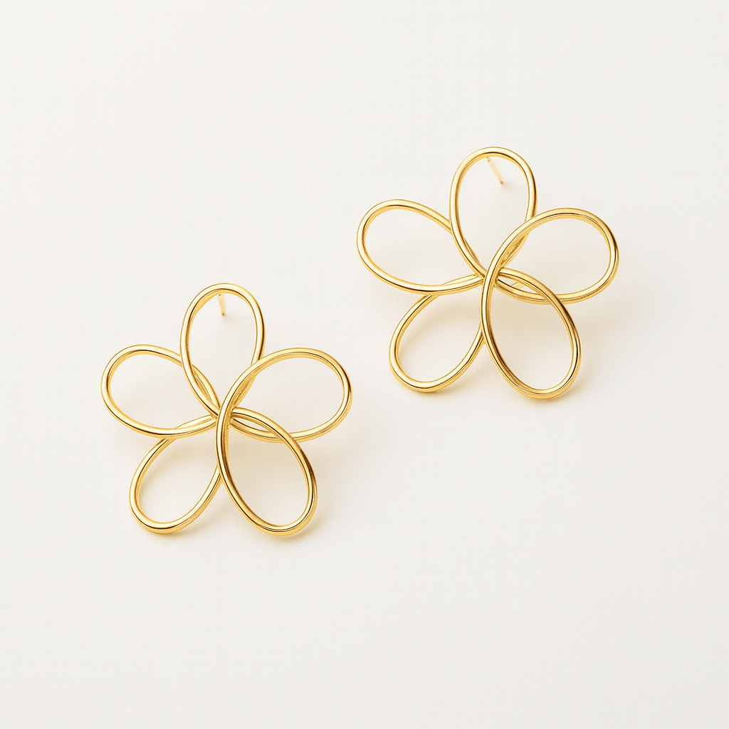  Boucle doreille pendante fleur