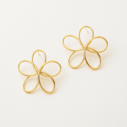  Boucle doreille pendante fleur