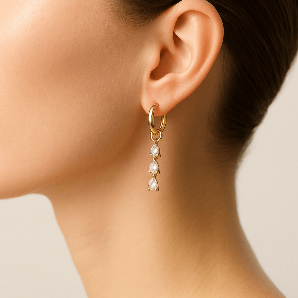  Boucle doreille pendante goutte deau