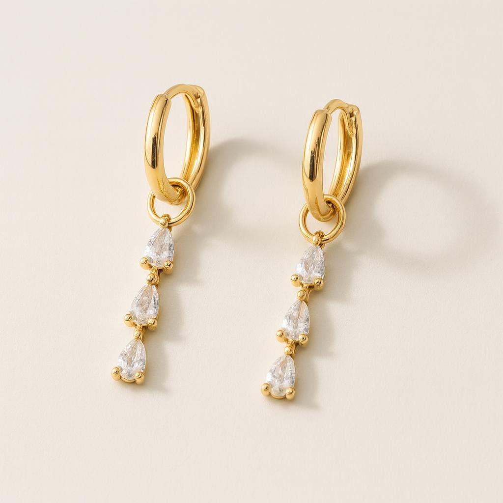  Boucle doreille pendante goutte deau