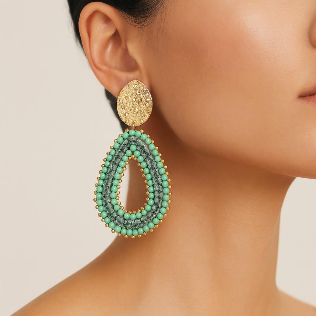  Boucle doreille perle goutte deau