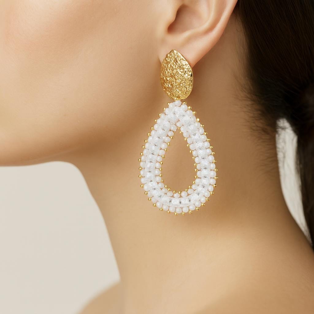  Boucle doreille perle goutte deau