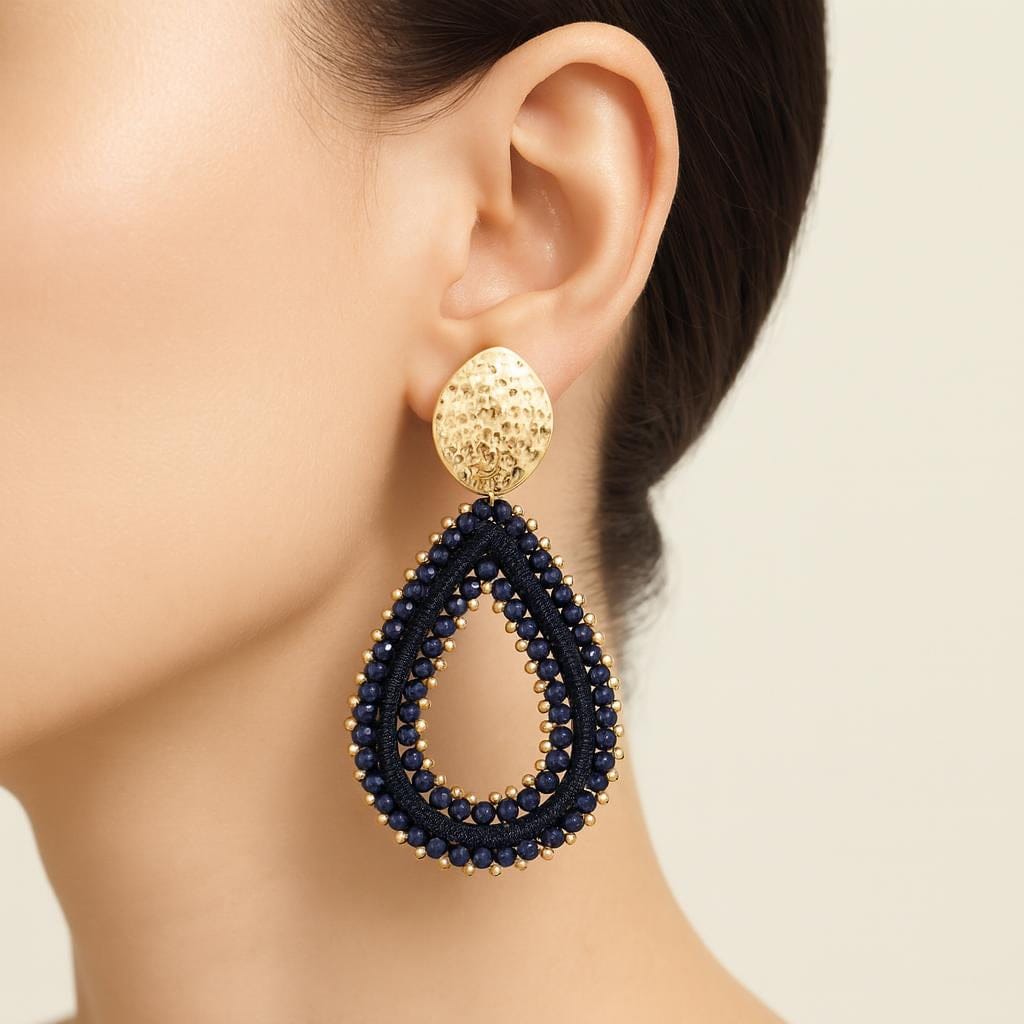  Boucle doreille perle goutte deau