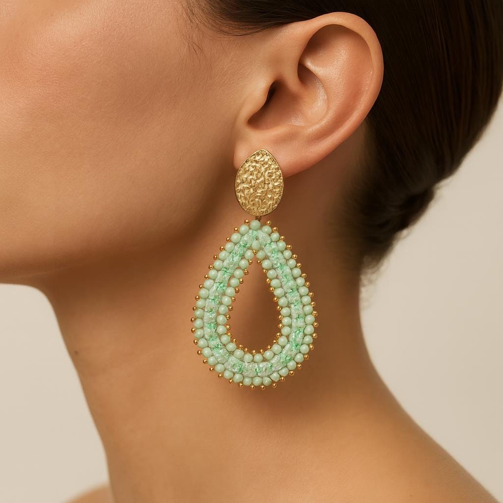  Boucle doreille perle goutte deau